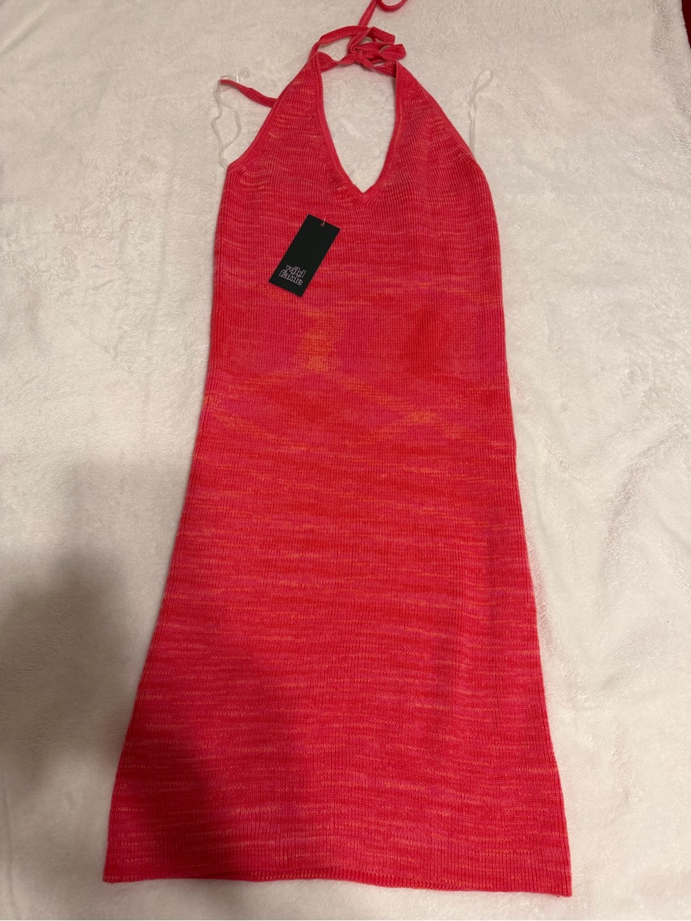 wild fable Halter Knit Mini Dress in Hot Pink